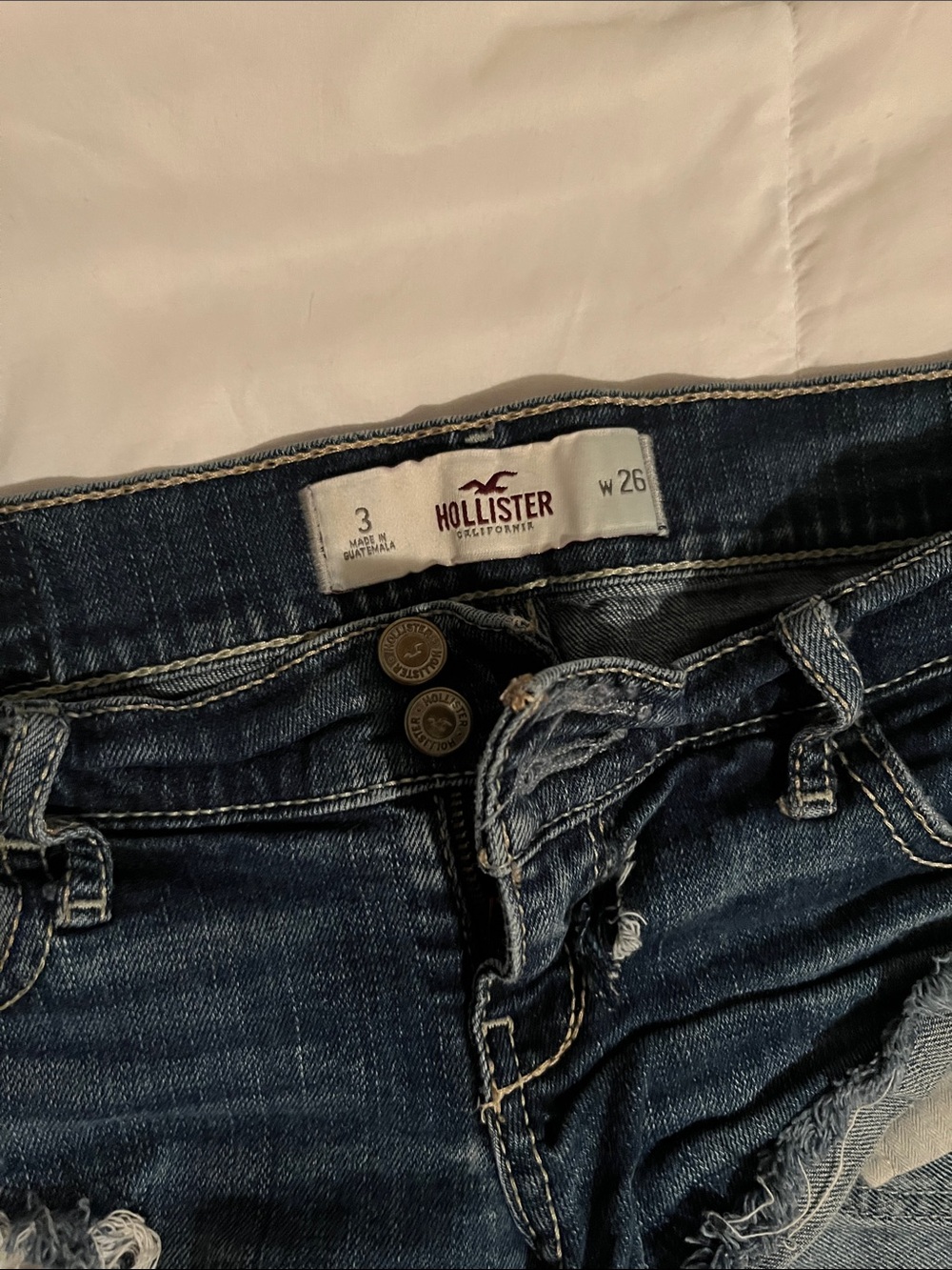 Hollister Women's Dark Blue Distressed Jean Shorts Size 3